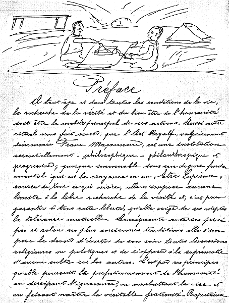 «L'Art Royal», premire page de la prface, fac-simil du manuscrit de l'auteur